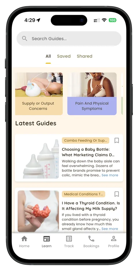 Clinical guides screen with guides matched to your situation